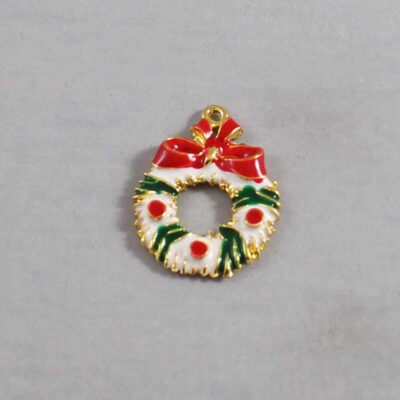 Christmas Wedding Garter / Wreath / White / Red / Green / Gold / Holiday - Charm-008 / Wedding Garters / Bridal Garter / Prom Garter / Linda Joyce Couture
